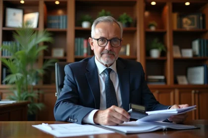 Conseiller financier en costume dans son bureau professionnel