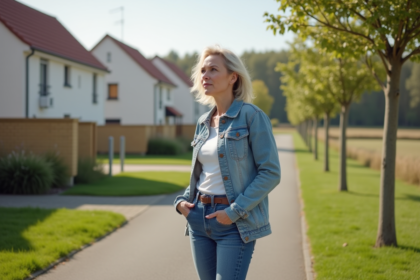 Femme d'âge moyen dans un quartier periurbain en France