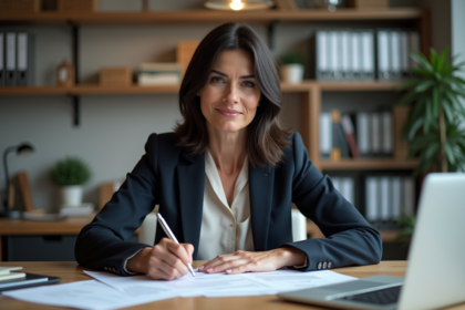 Femme professionnelle signant un contrat de mortgage