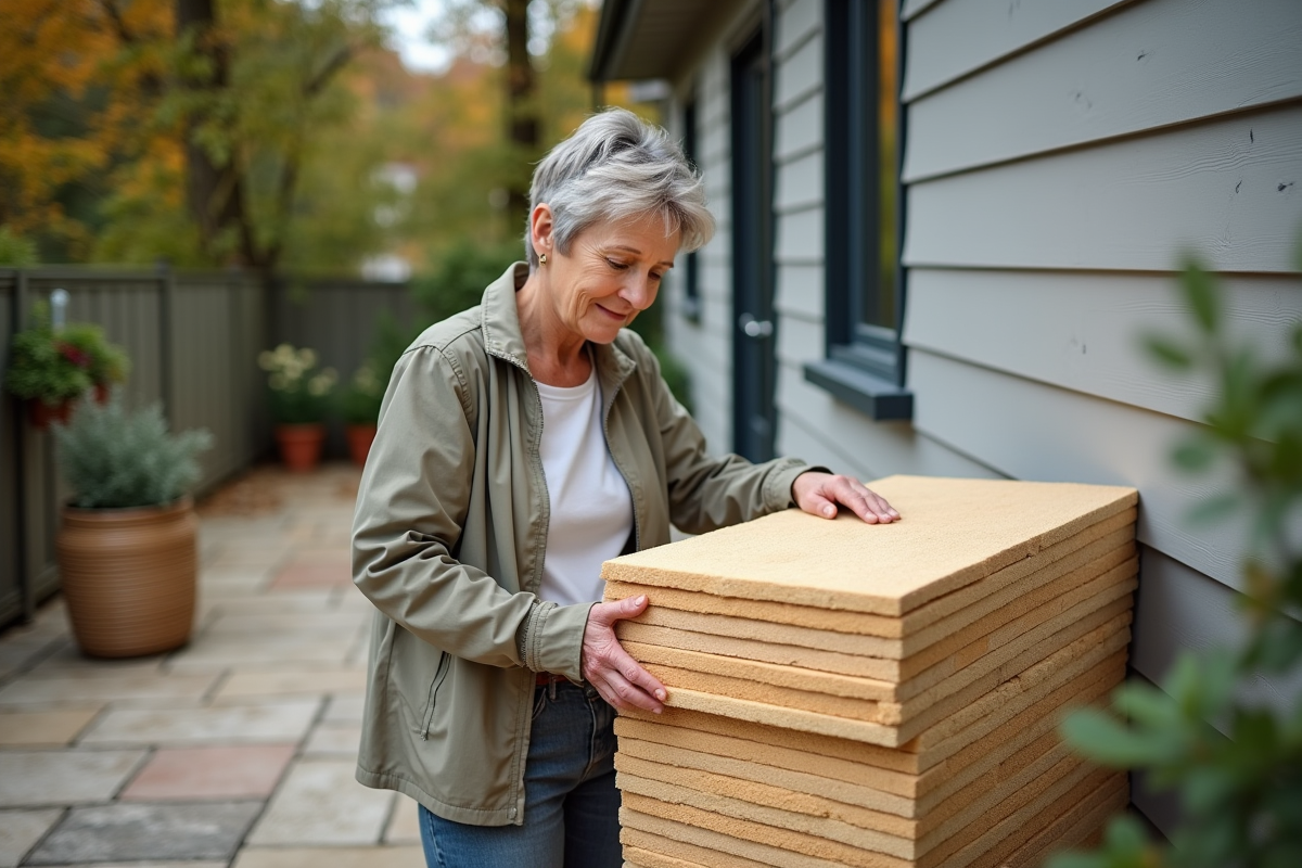 Femme examinant des panneaux d