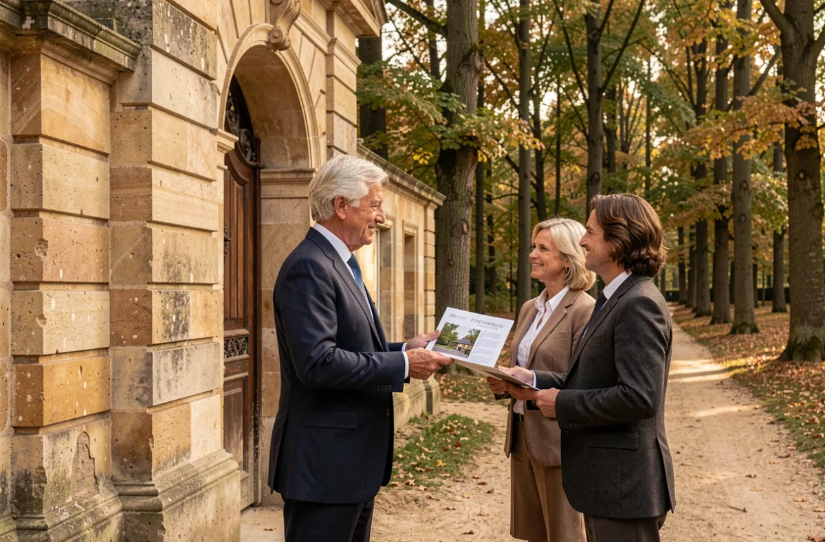 Agent Fontainebleau Immobilier présentant une propriété de prestige aux abords de la forêt de Fontainebleau en Seine-et-Marne