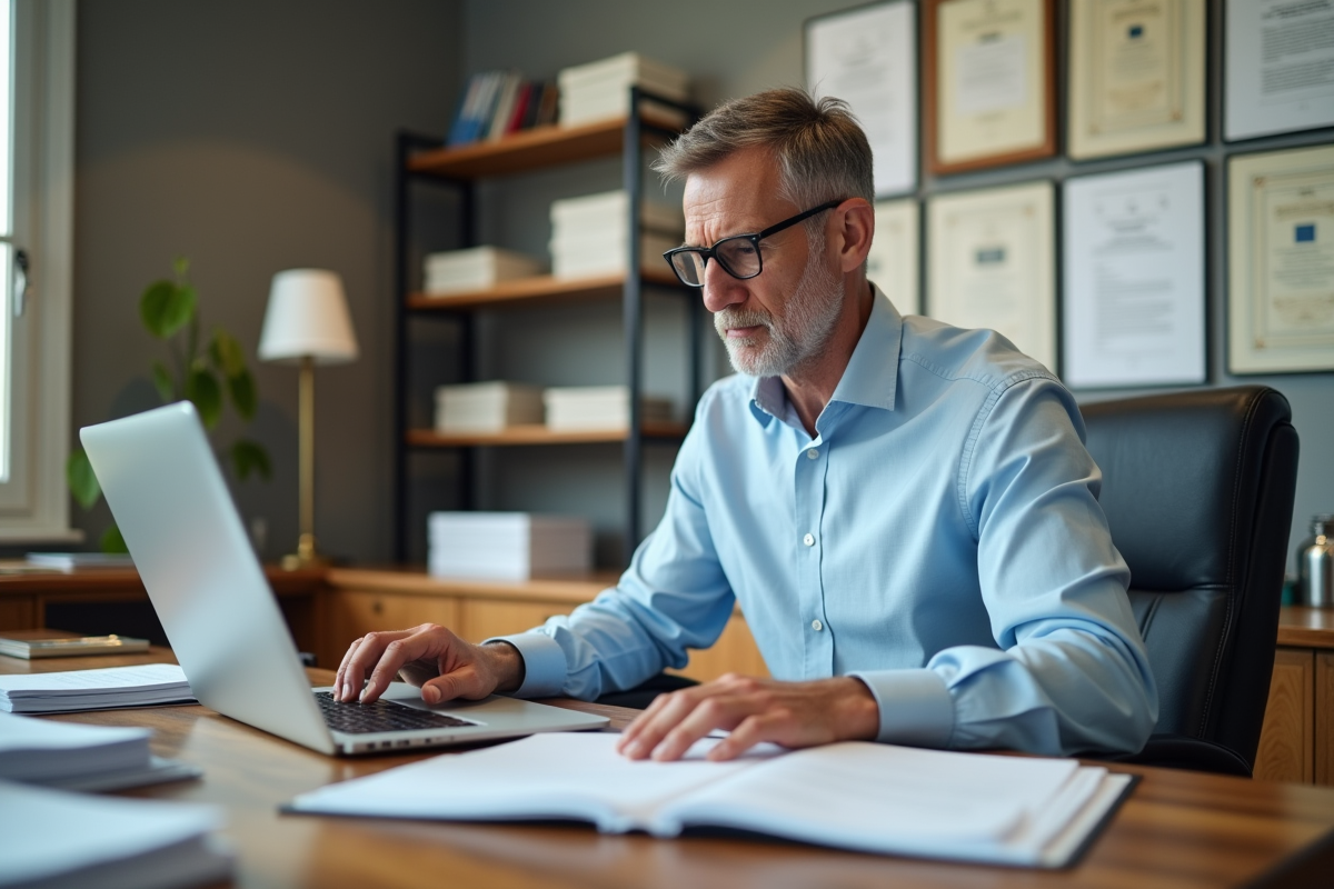 Gestionnaire immobilier travaillant dans un bureau lumineux