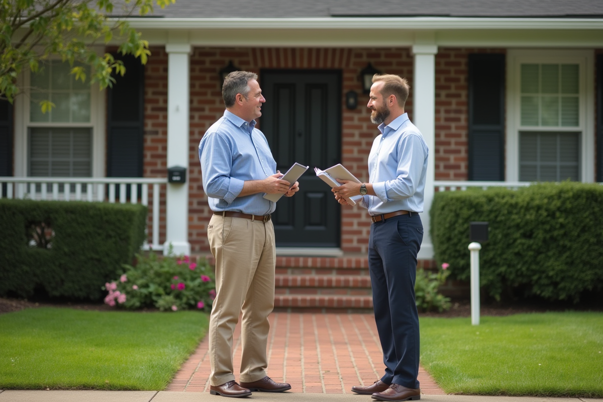 Homme parlant avec un agent d