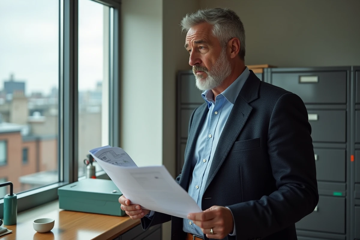 Gestionnaire immobilier avec rapport de loyer dans un bureau