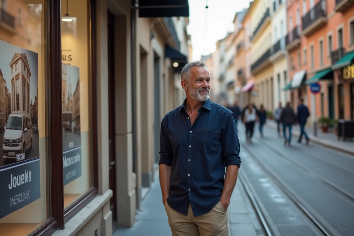 Homme regardant une vitrine d