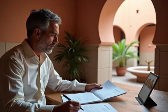 Propriétaire immobilier marocain étudiant la réglementation Airbnb pour un appartement à Marrakech