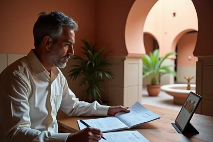 Propriétaire immobilier marocain étudiant la réglementation Airbnb pour un appartement à Marrakech
