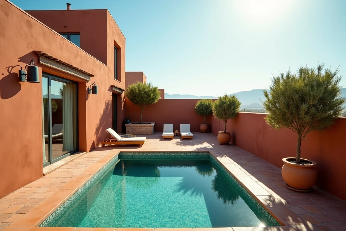 Villa de luxe à vendre à Marrakech avec piscine en mosaïque et jardin traditionnel marocain